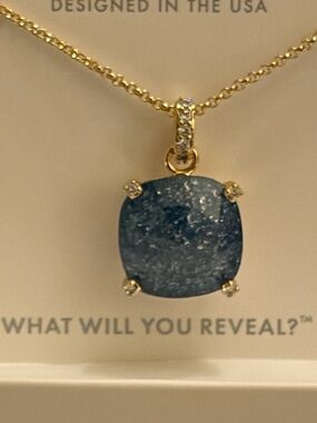 Gold-Plated Necklace with London Blue Cushion Pendant by Bomb Party